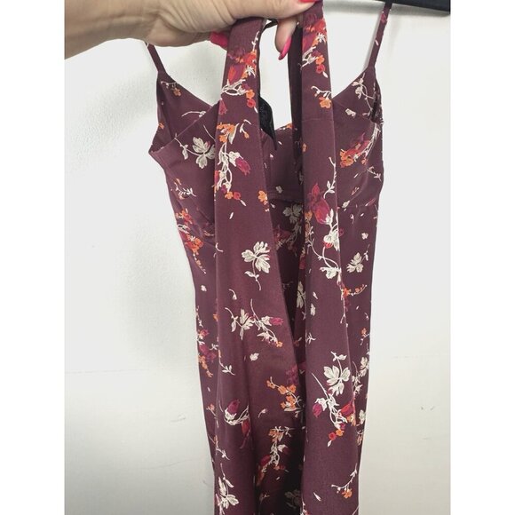 VTG Y2K Express Babydoll Midi Dress Burgundy Floral Moody Romantic Dark Fairy M - Picture 5 of 11